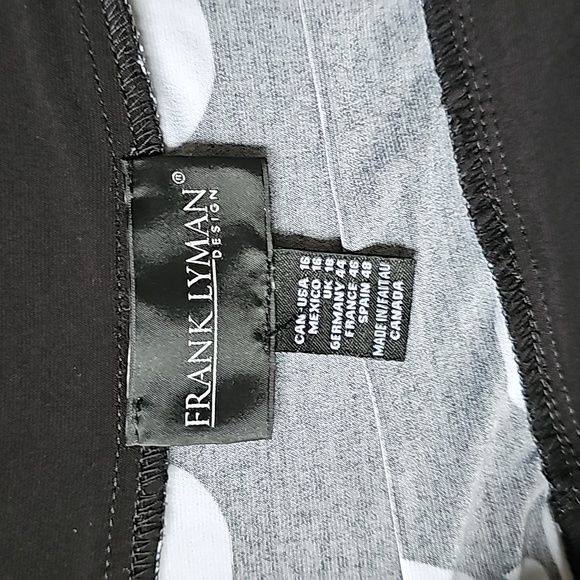 Frank Lyman Black & White Beautiful Cold Shoulder Top Shirt Tunic Size 16 Damask - Picture 5 of 5